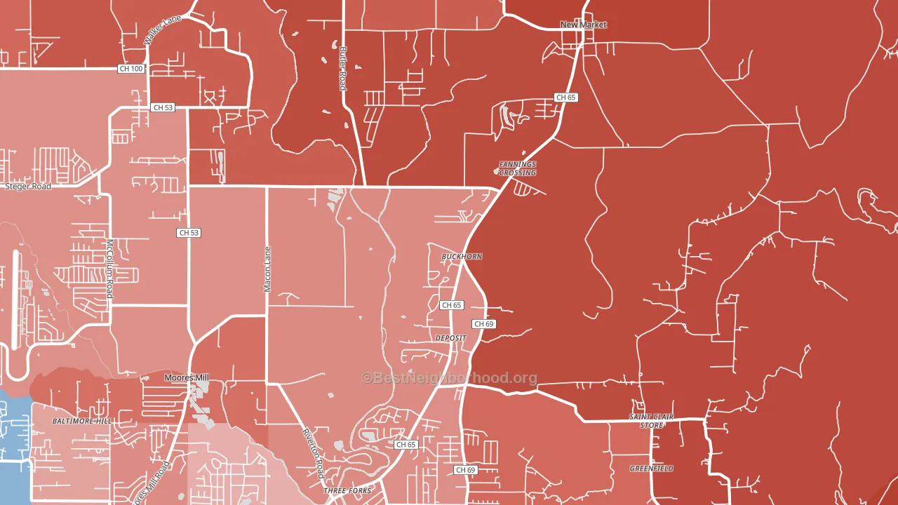 New Market, AL block-group political-lean map