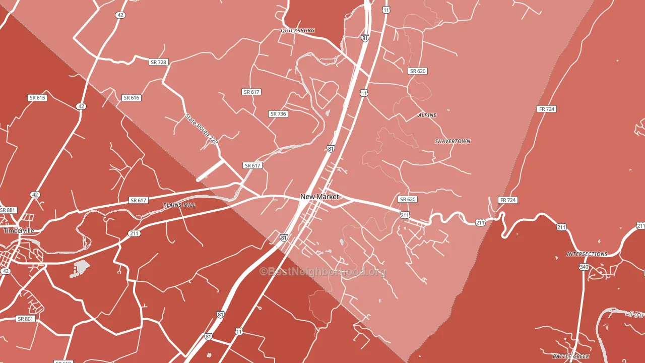 New Market, VA block-group political-lean map
