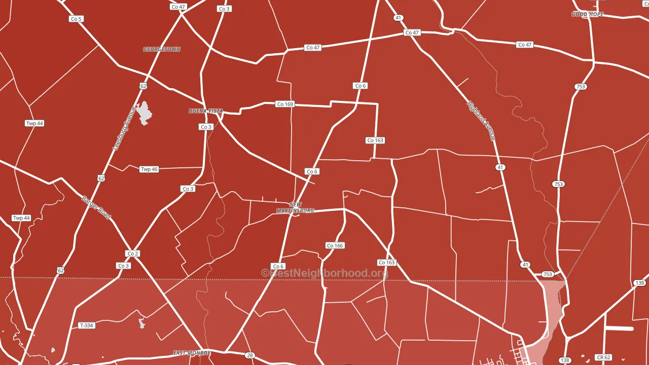 New Martinsburg, OH block-group political-lean map