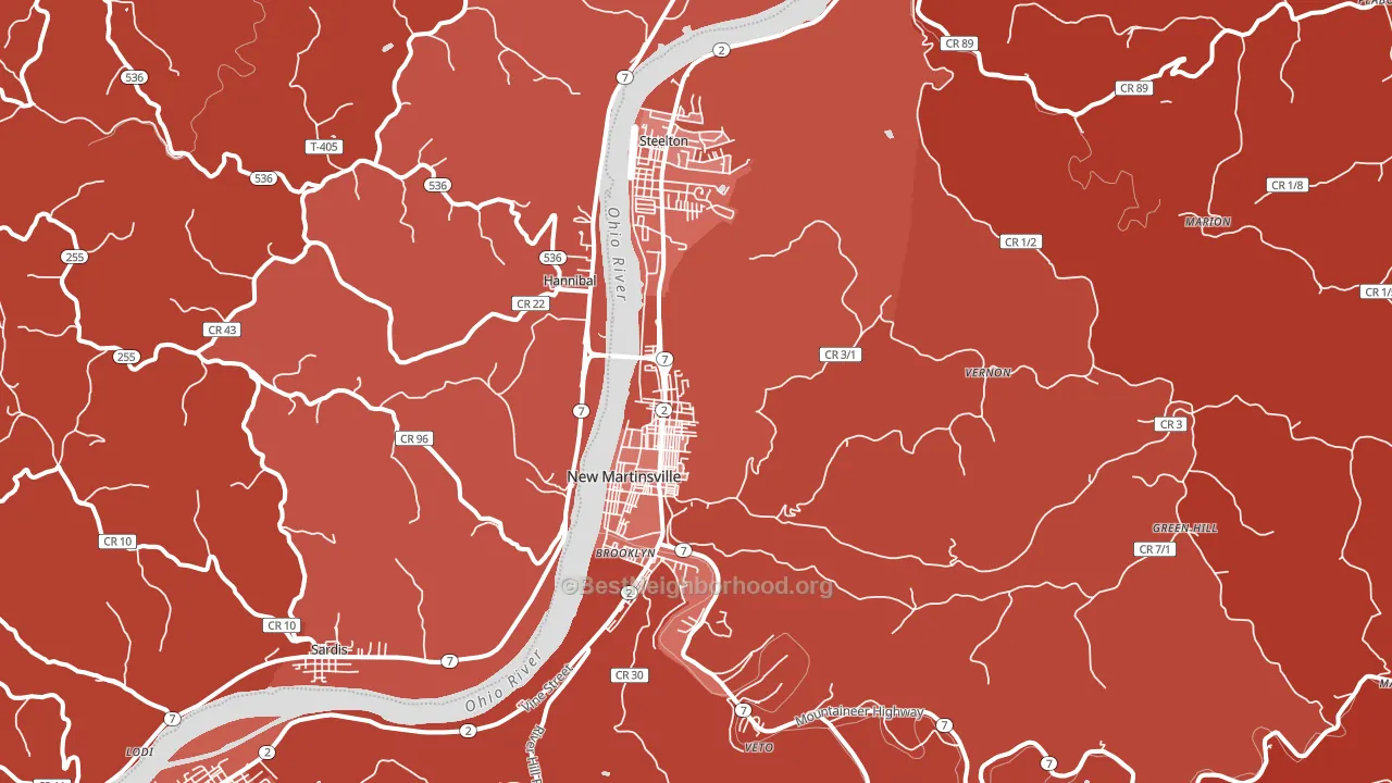 New Martinsville, WV block-group political-lean map