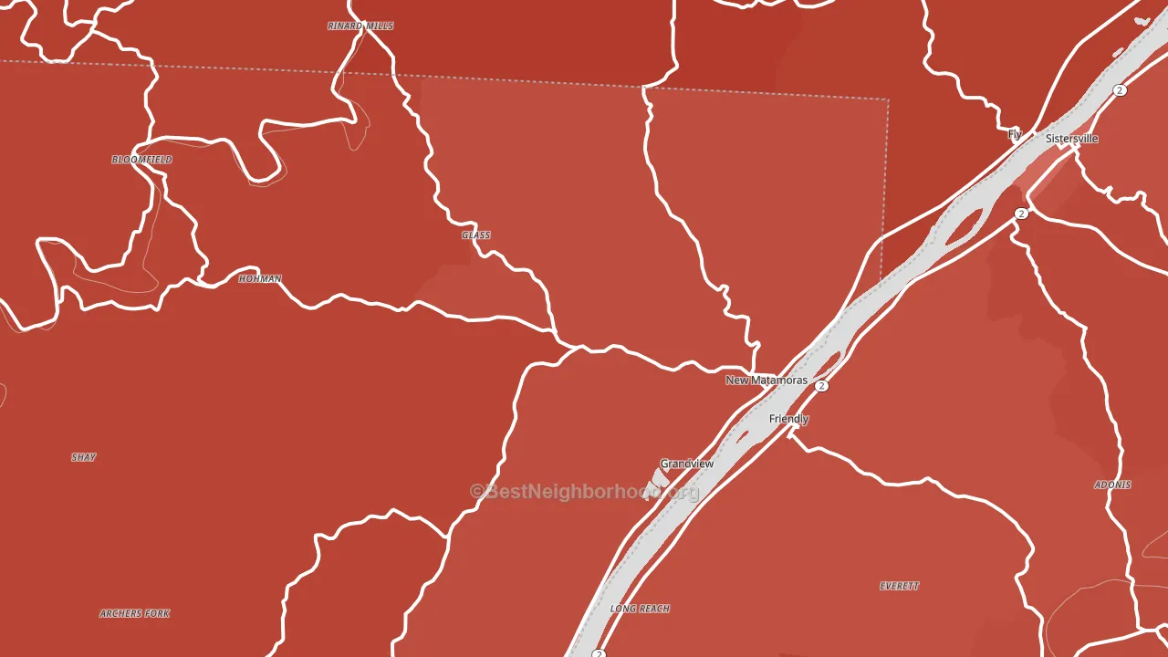 New Matamoras, OH block-group political-lean map