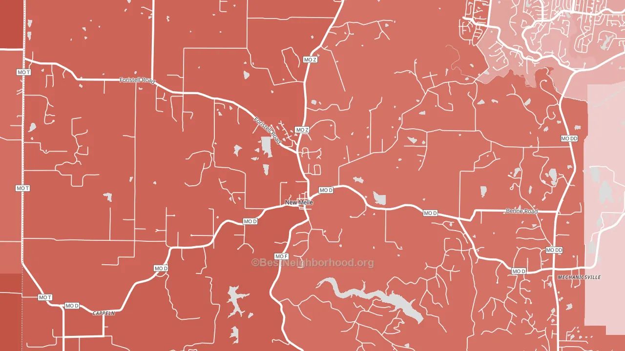 New Melle, MO block-group political-lean map