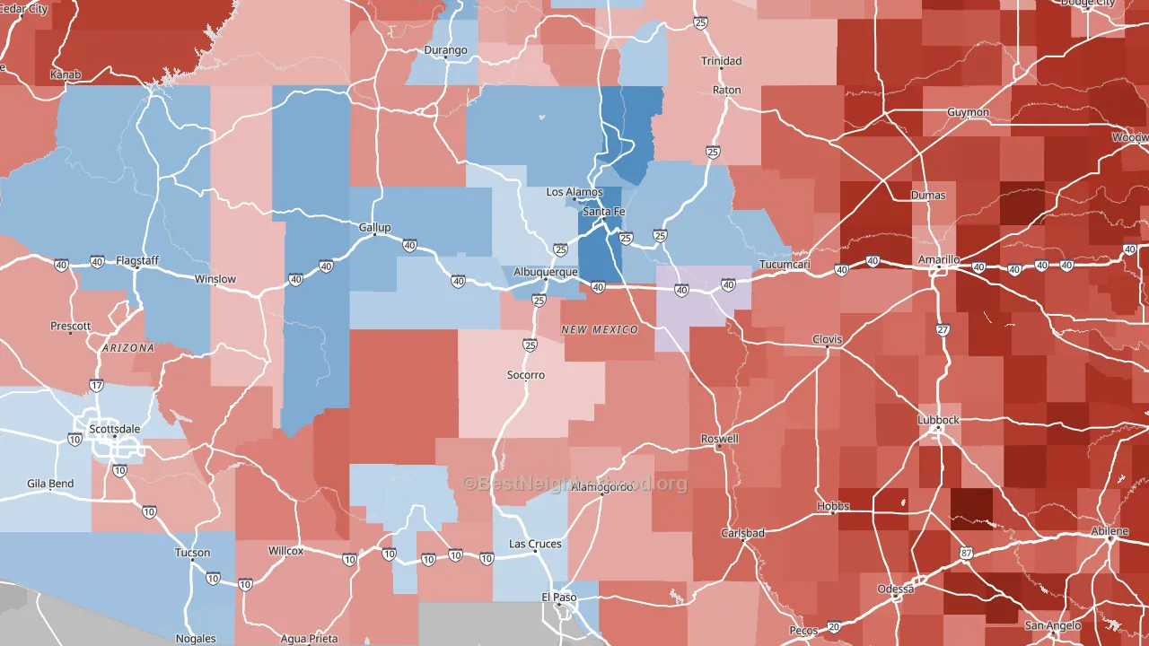 New Mexico block-group political-lean map