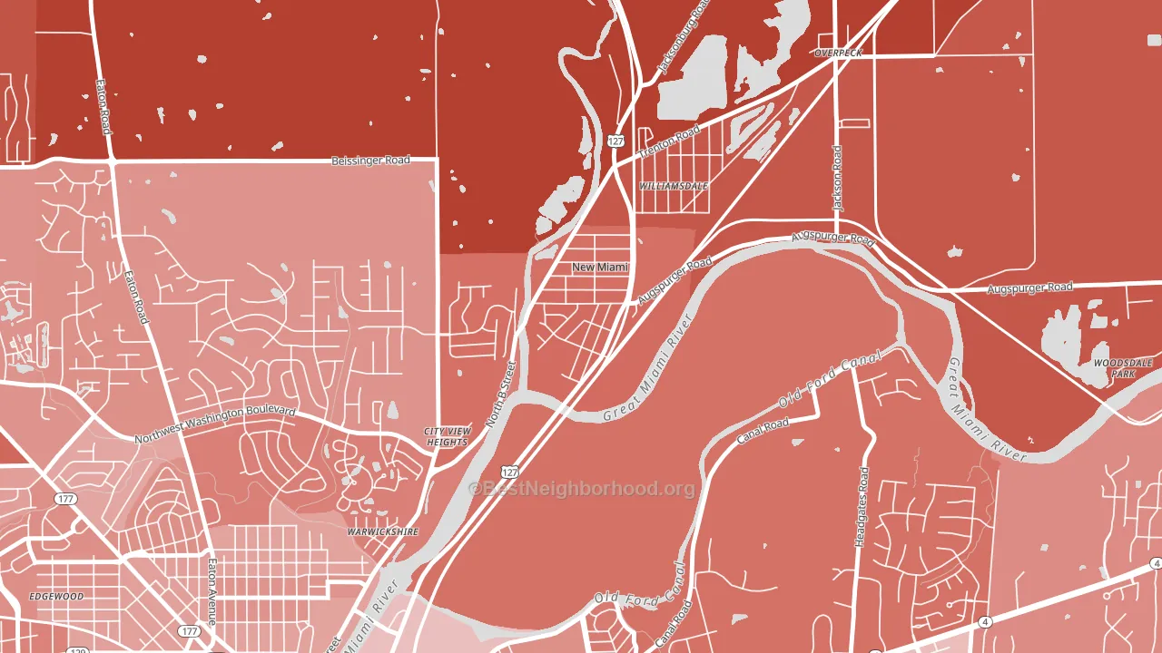 New Miami, OH block-group political-lean map