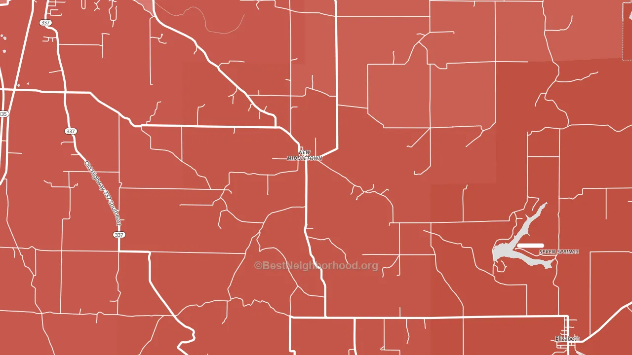 New Middletown, IN block-group political-lean map