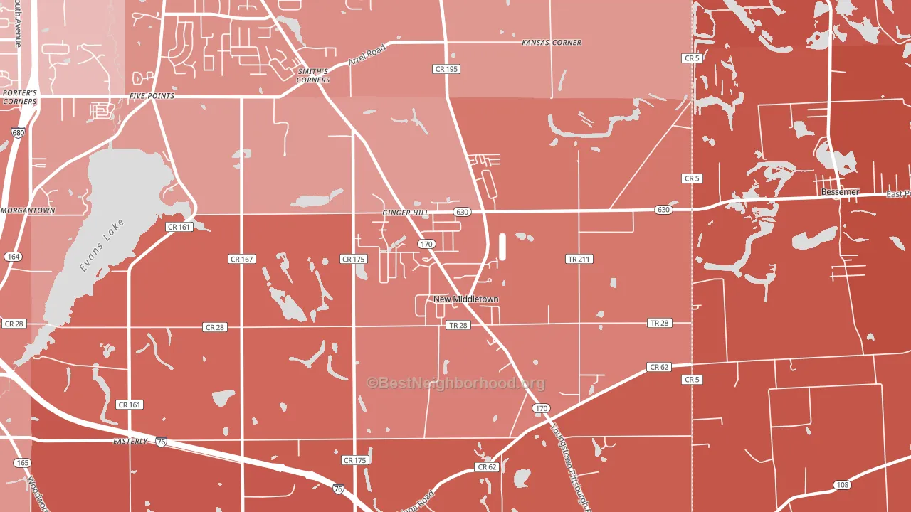 New Middletown, OH block-group political-lean map