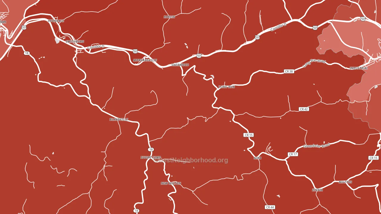 New Milton, WV block-group political-lean map