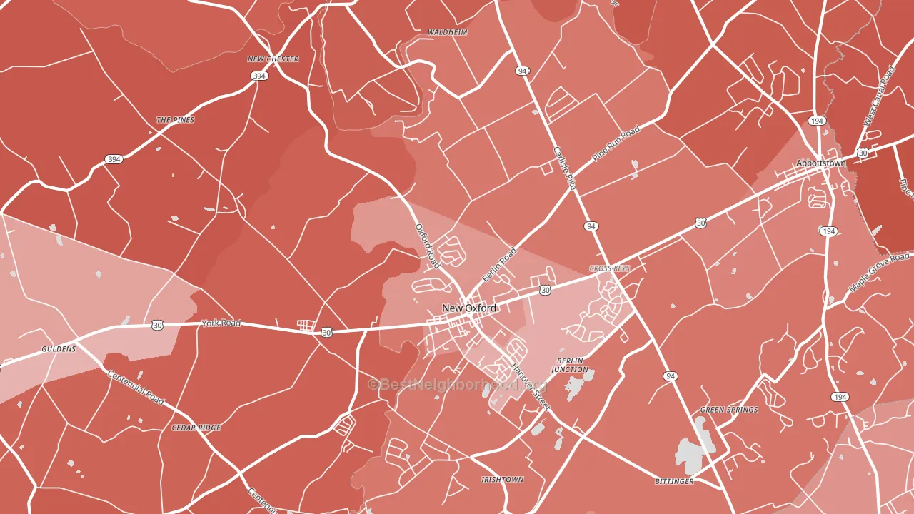 New Oxford, PA block-group political-lean map