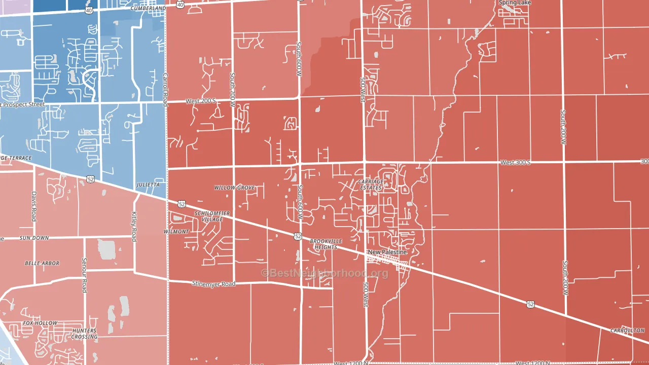 New Palestine, IN block-group political-lean map