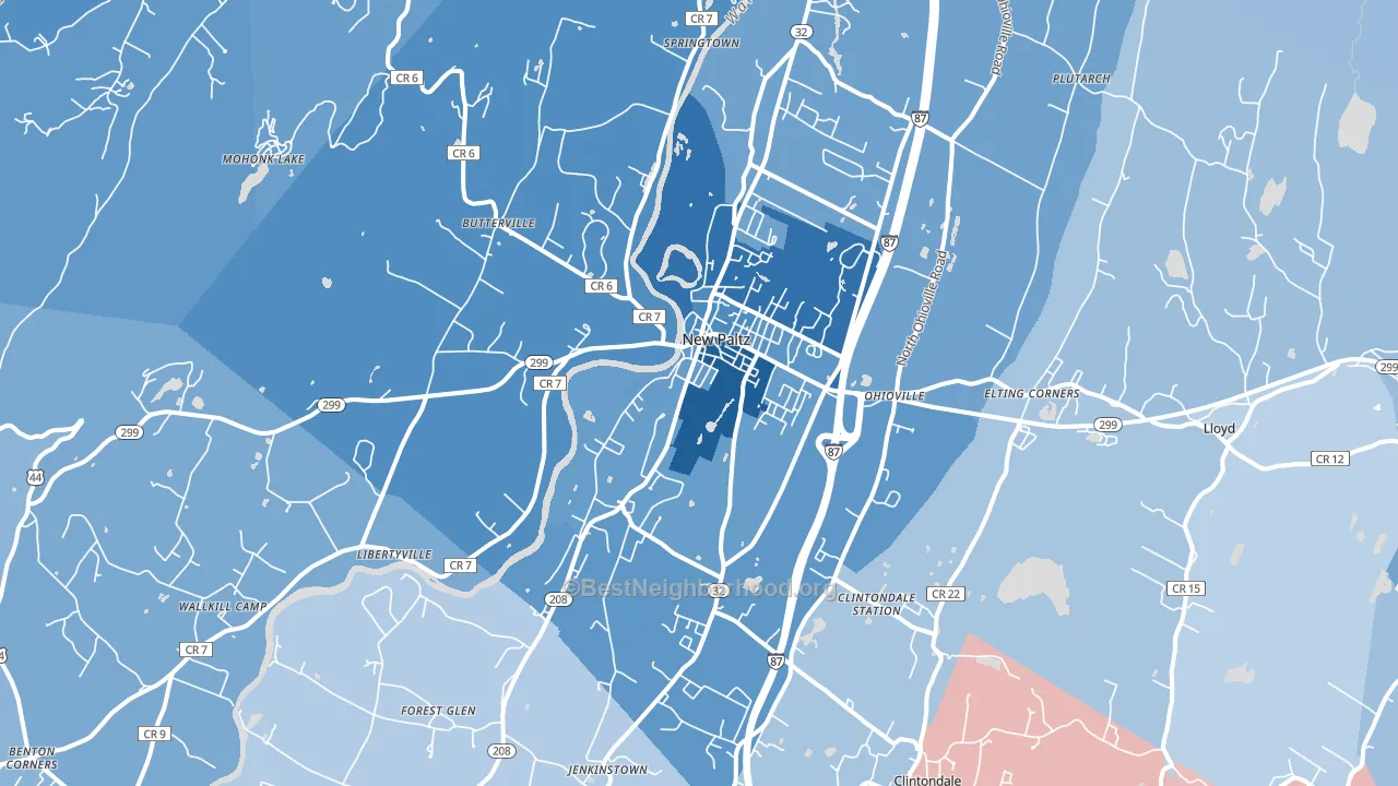 New Paltz, NY block-group political-lean map