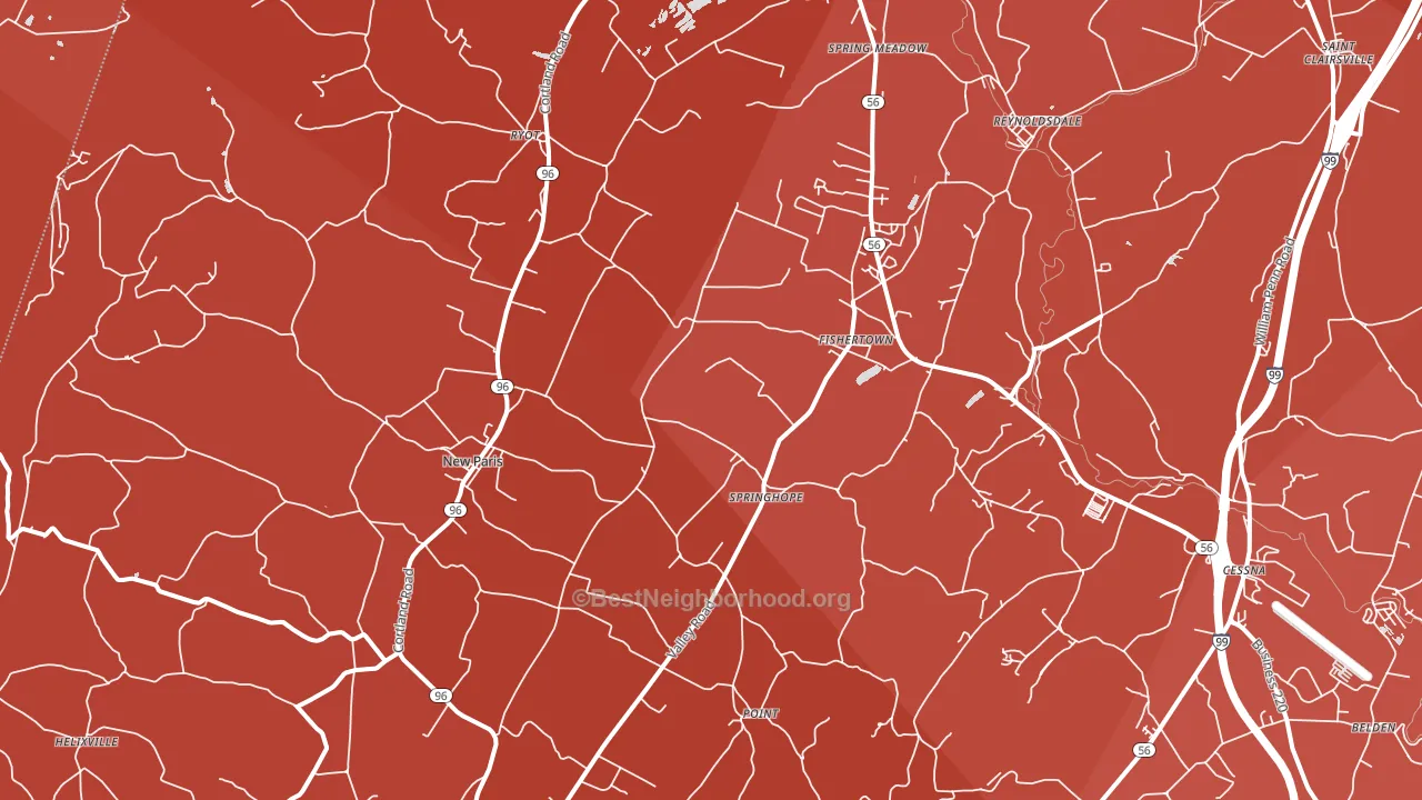 New Paris, PA block-group political-lean map