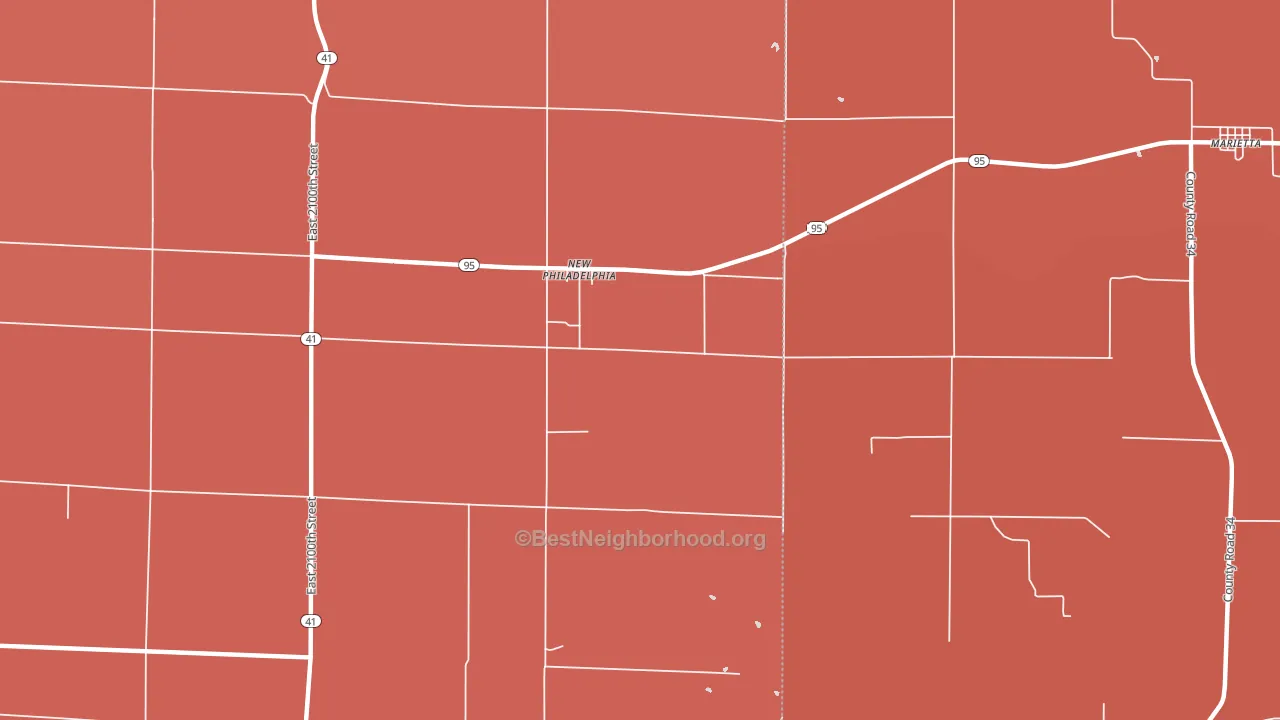New Philadelphia, IL block-group political-lean map