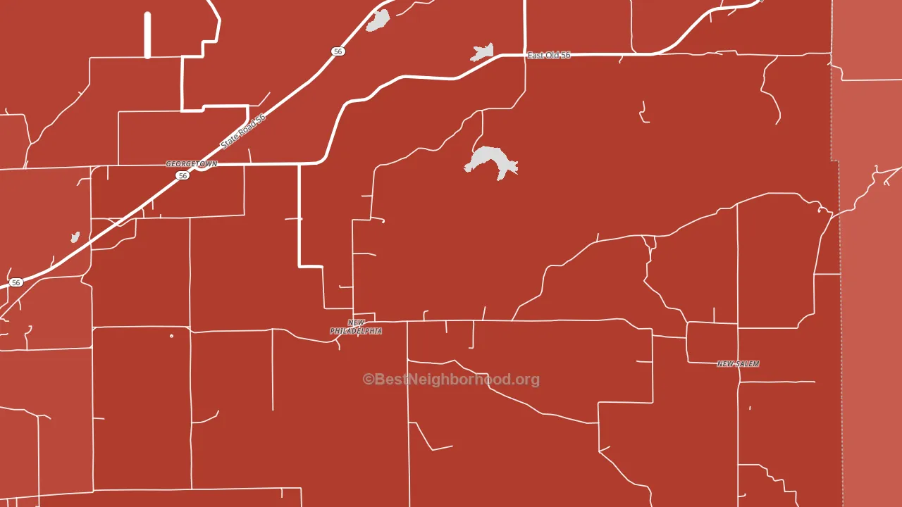 New Philadelphia, IN block-group political-lean map