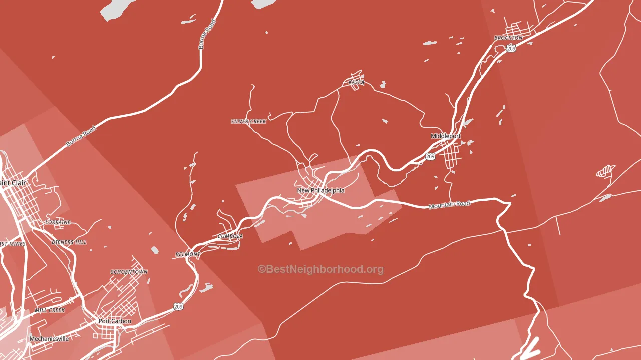 New Philadelphia, PA block-group political-lean map