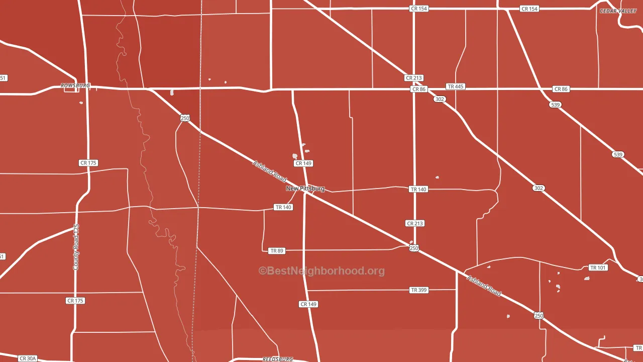 New Pittsburg, OH block-group political-lean map