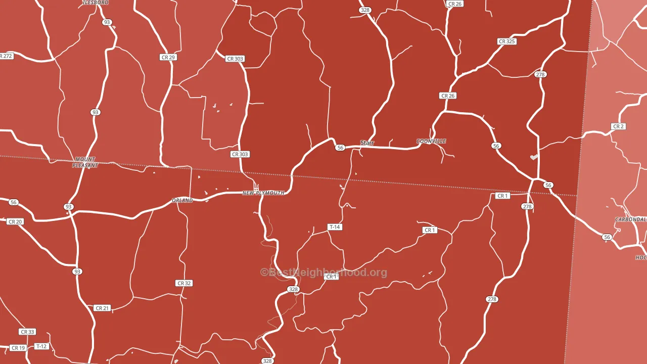 New Plymouth, OH block-group political-lean map