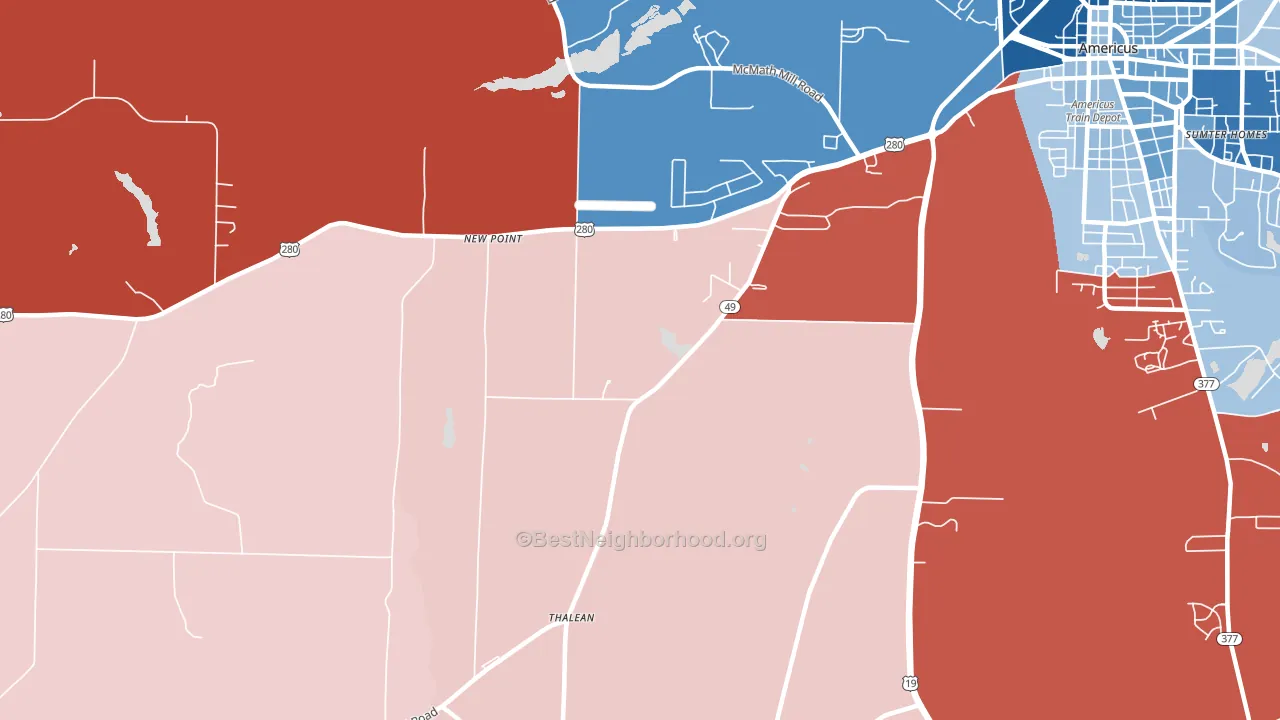 New Point, GA block-group political-lean map