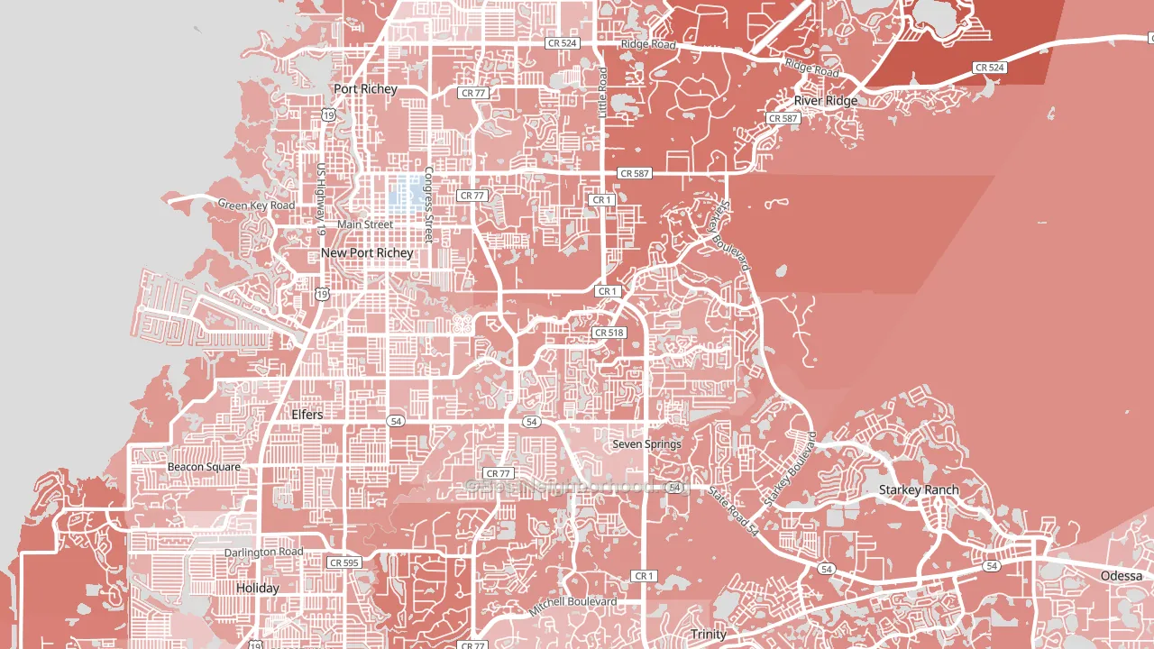 New Port Richey, FL block-group political-lean map