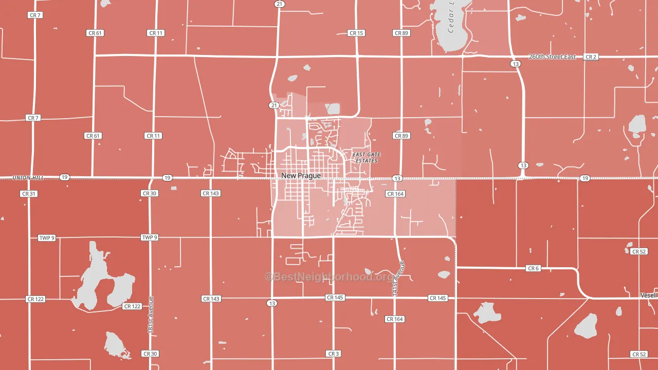 New Prague, MN block-group political-lean map