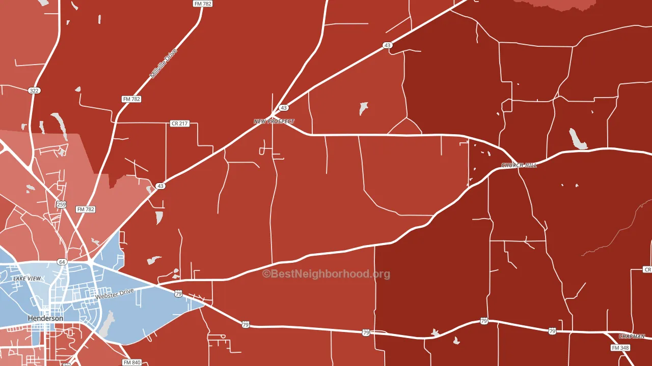 New Prospect, TX block-group political-lean map