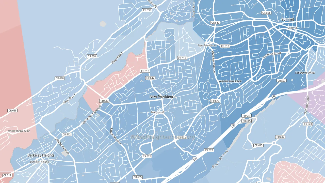 New Providence, NJ block-group political-lean map