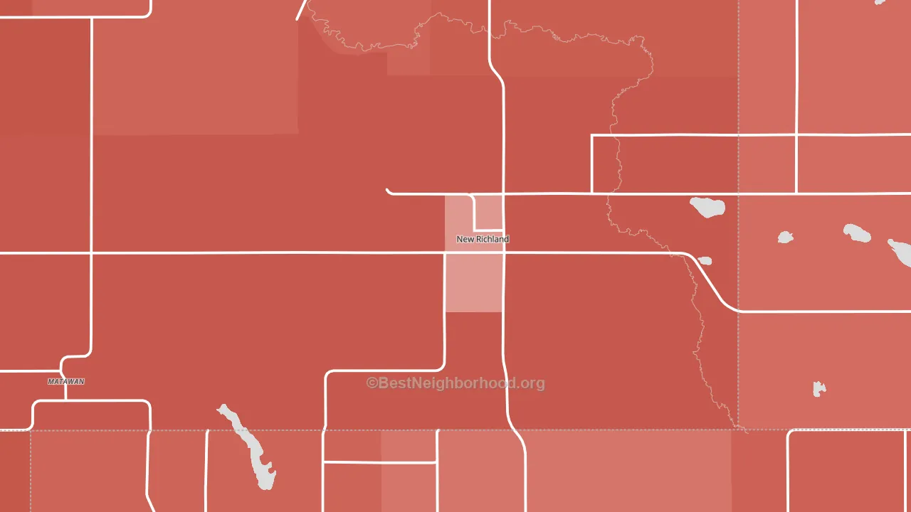 New Richland, MN block-group political-lean map