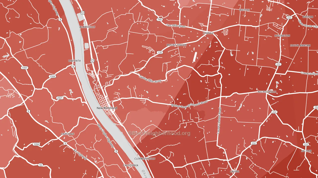 New Richmond, OH block-group political-lean map