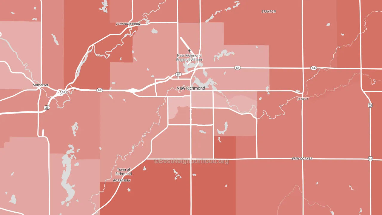 New Richmond, WI block-group political-lean map