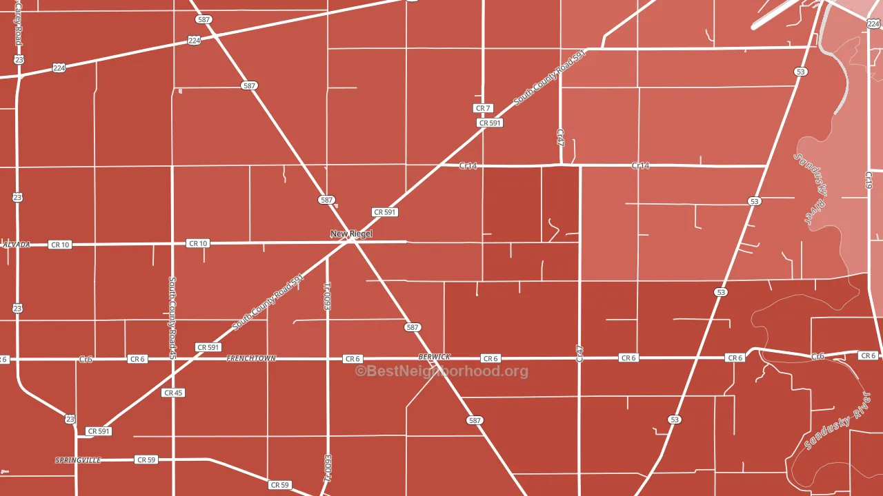 New Riegel, OH block-group political-lean map