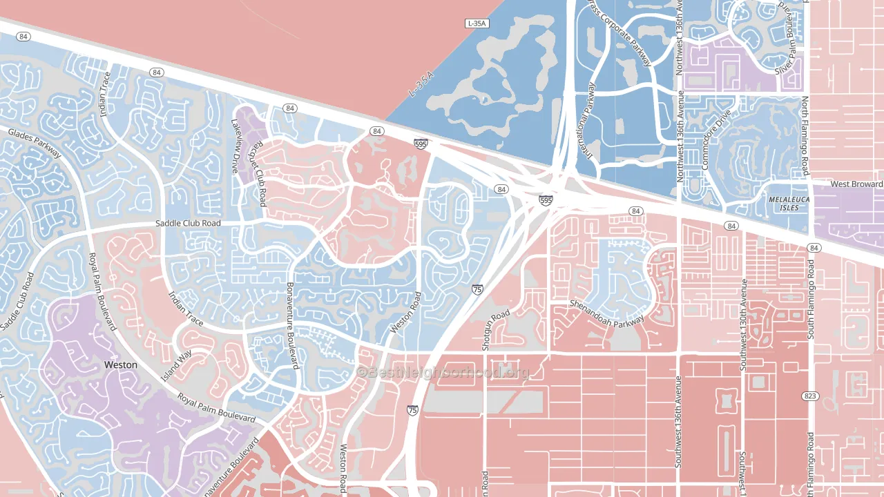New River Estates, Sunrise, FL block-group political-lean map