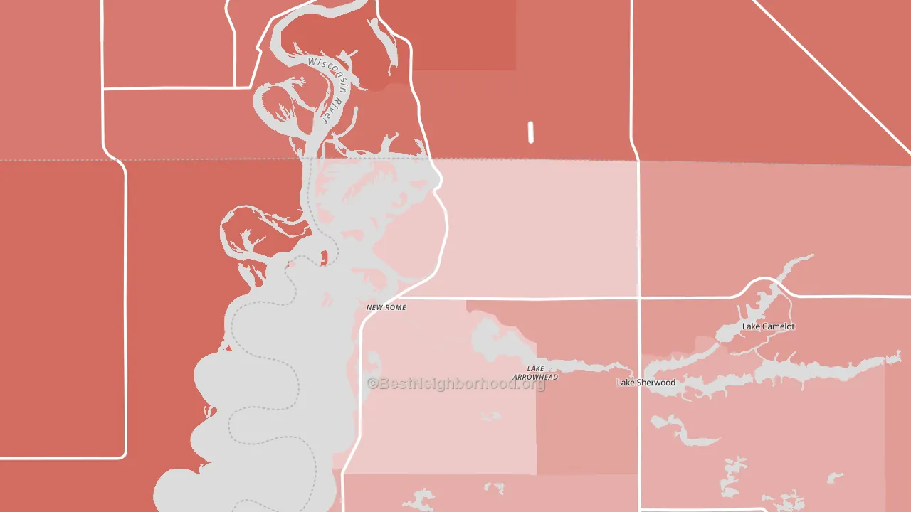 New Rome, WI block-group political-lean map