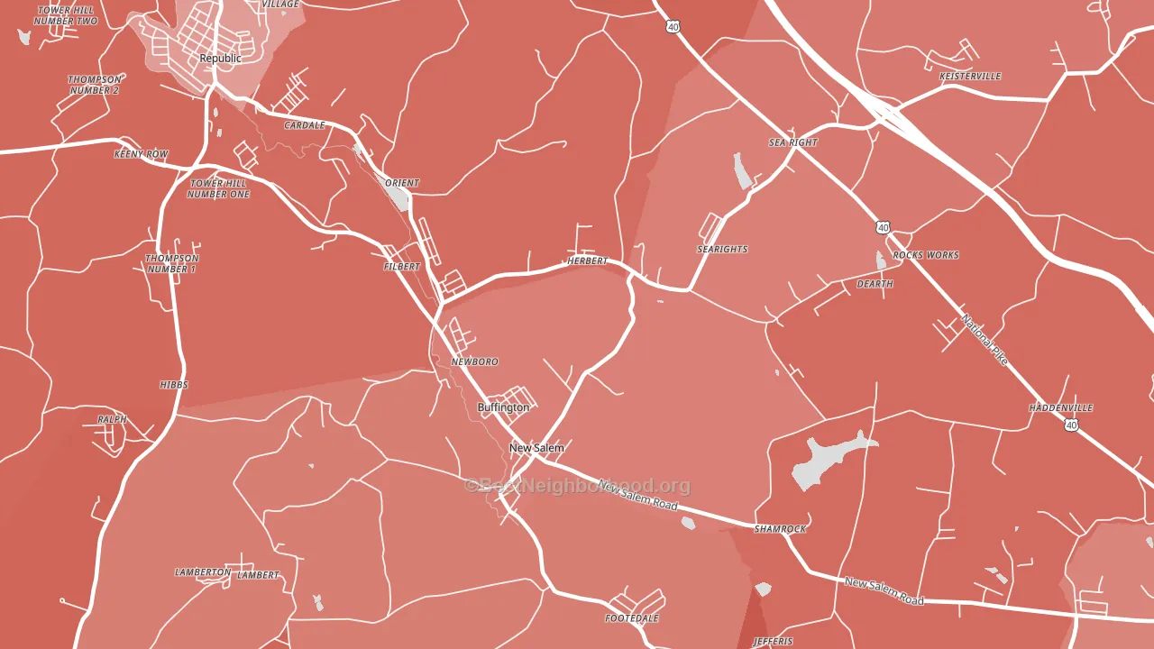 New Salem, PA block-group political-lean map