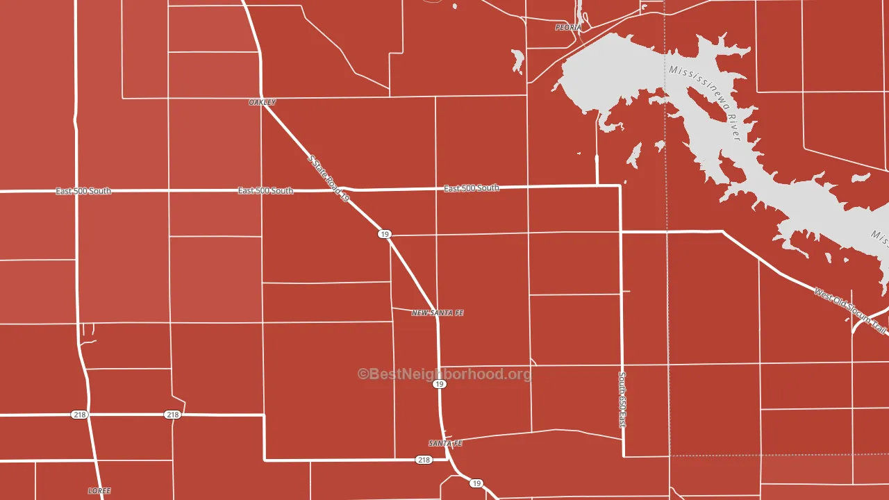 New Santa Fe, IN block-group political-lean map