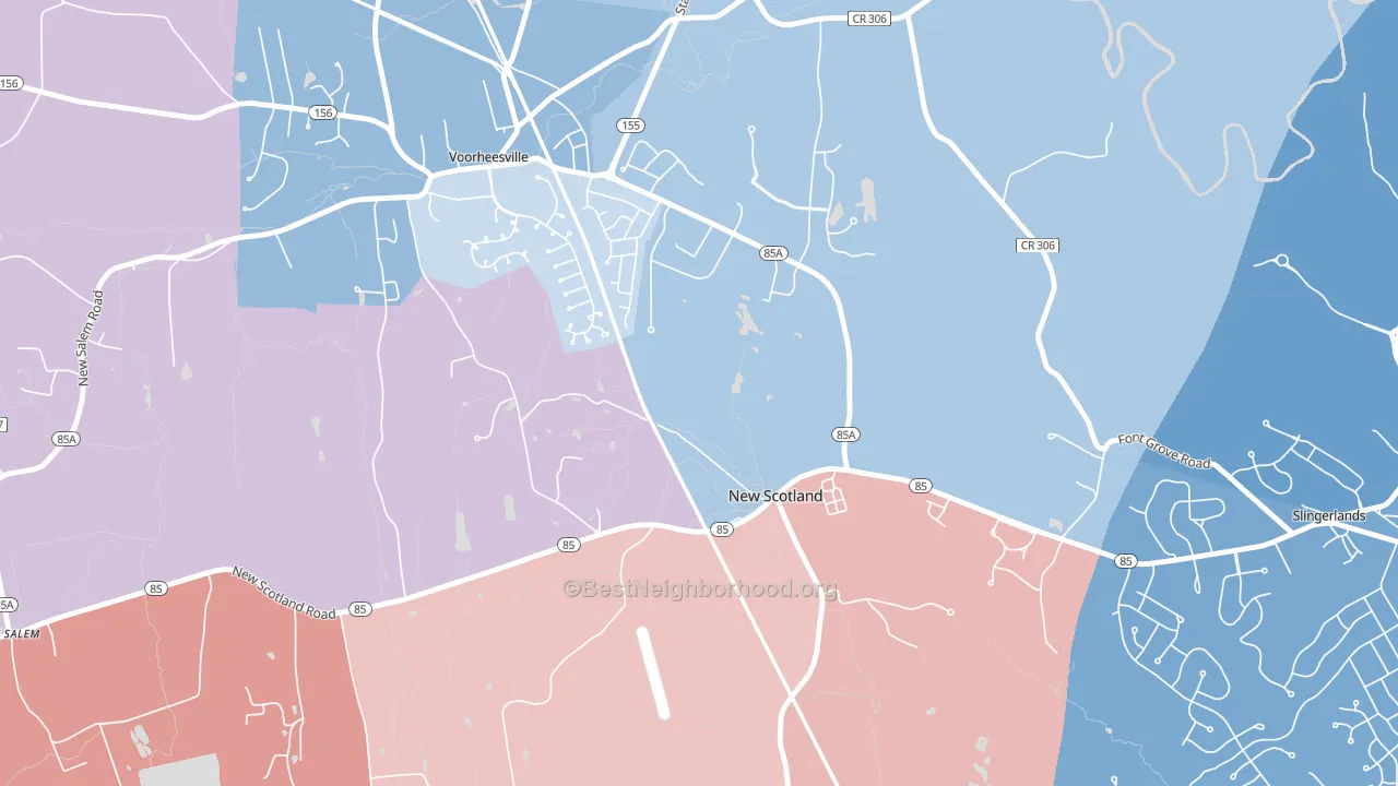 New Scotland, NY block-group political-lean map