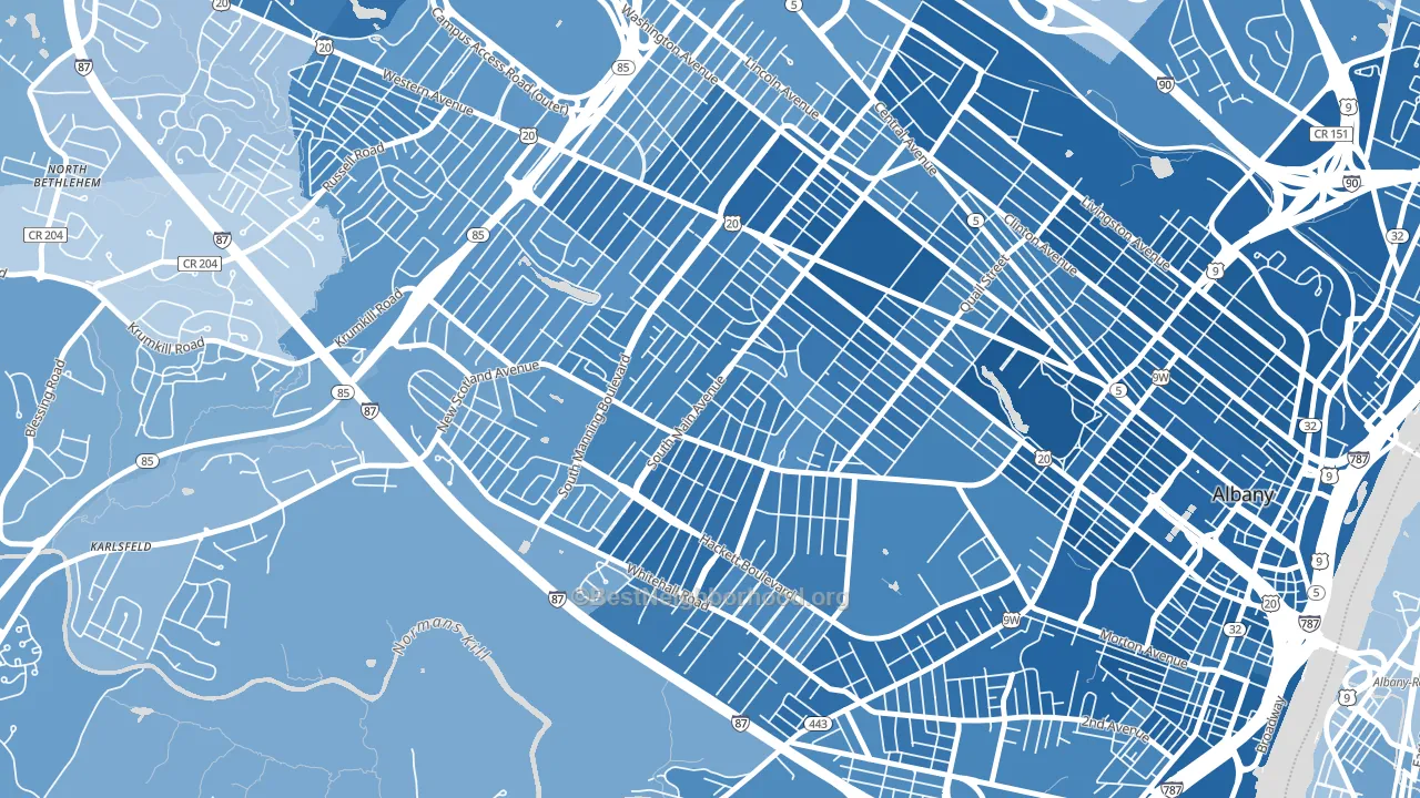 New Scotland-Woodlawn, Albany, NY block-group political-lean map