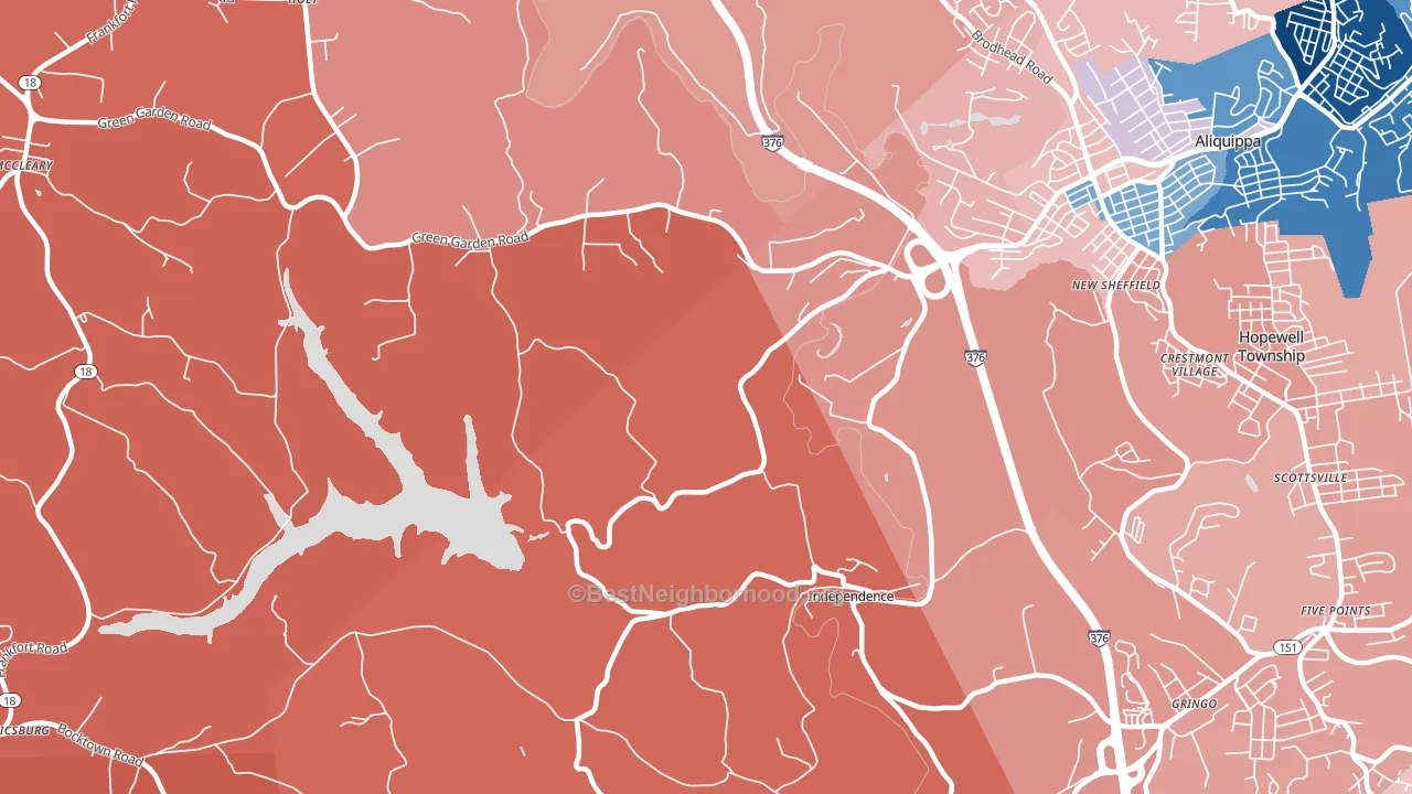 New Sheffield, PA block-group political-lean map