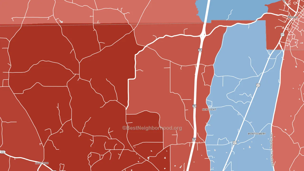 New Sight, MS block-group political-lean map