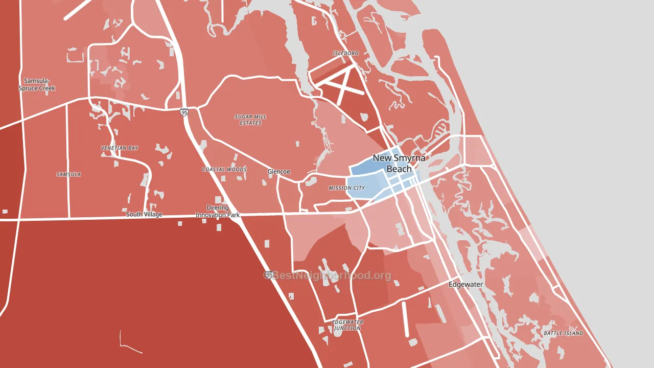 New Smyrna Beach, FL block-group political-lean map