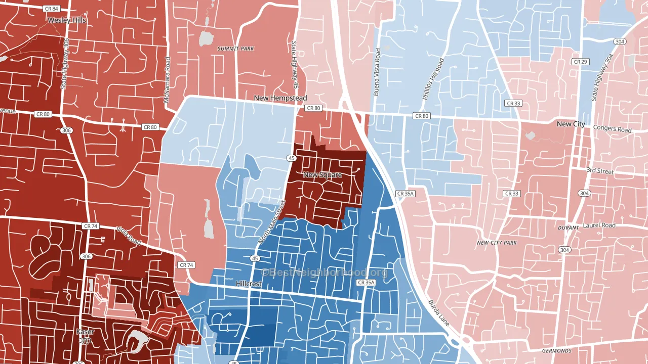 New Square, NY block-group political-lean map