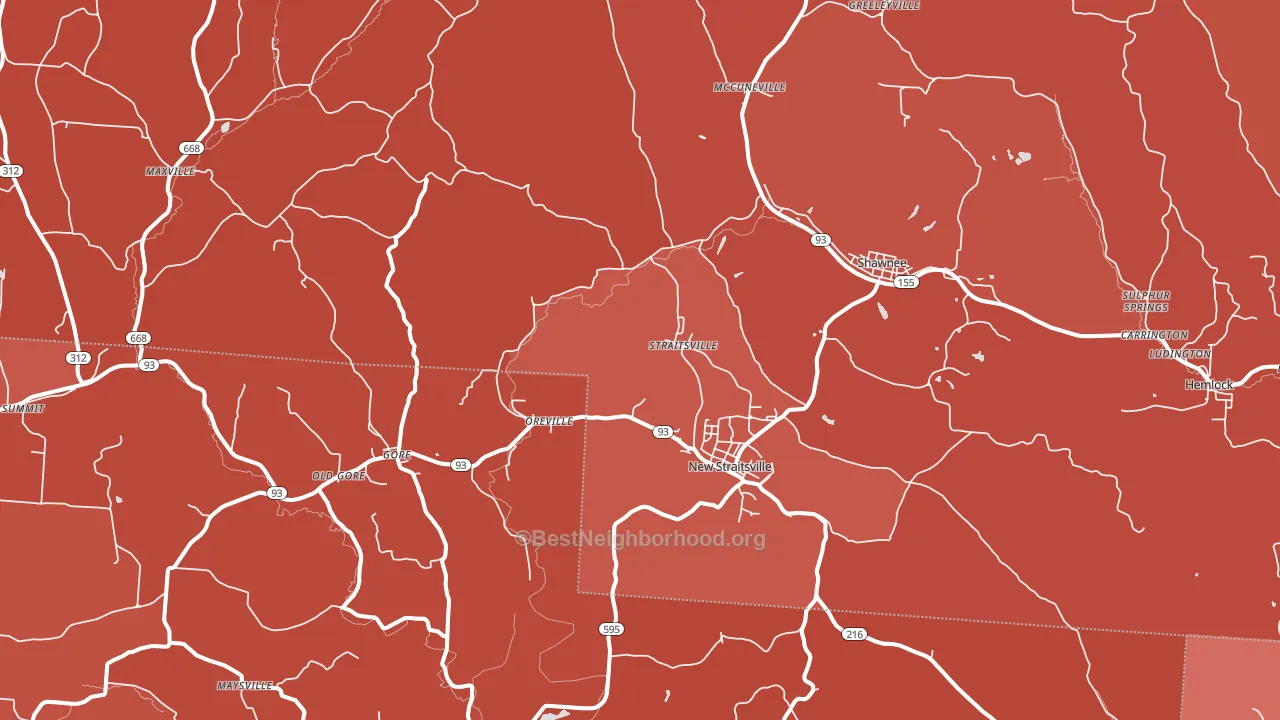 New Straitsville, OH block-group political-lean map