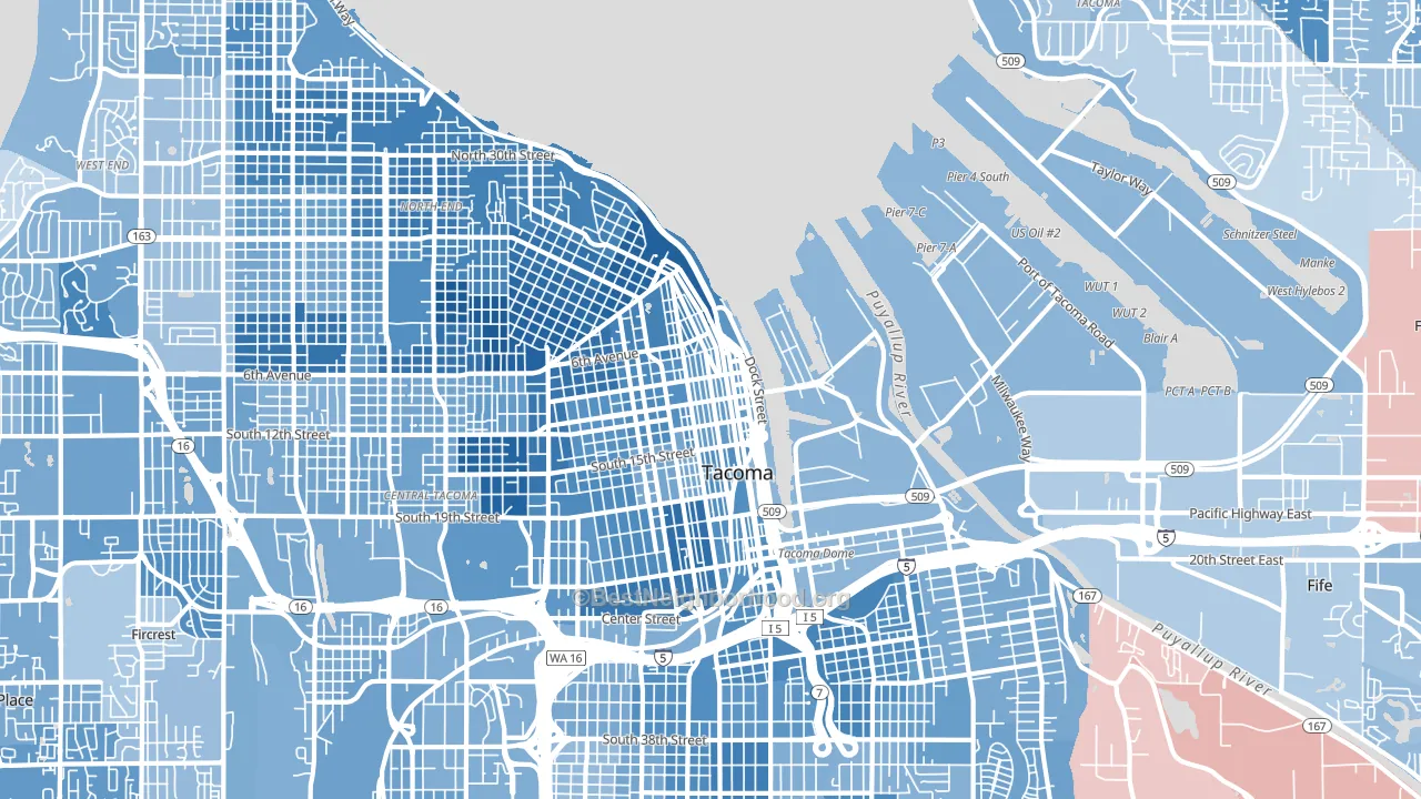 New Tacoma, Tacoma, WA block-group political-lean map