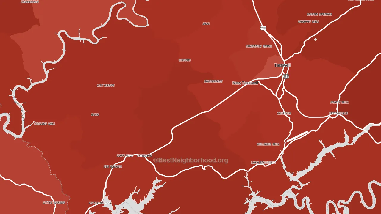 New Tazewell, TN block-group political-lean map