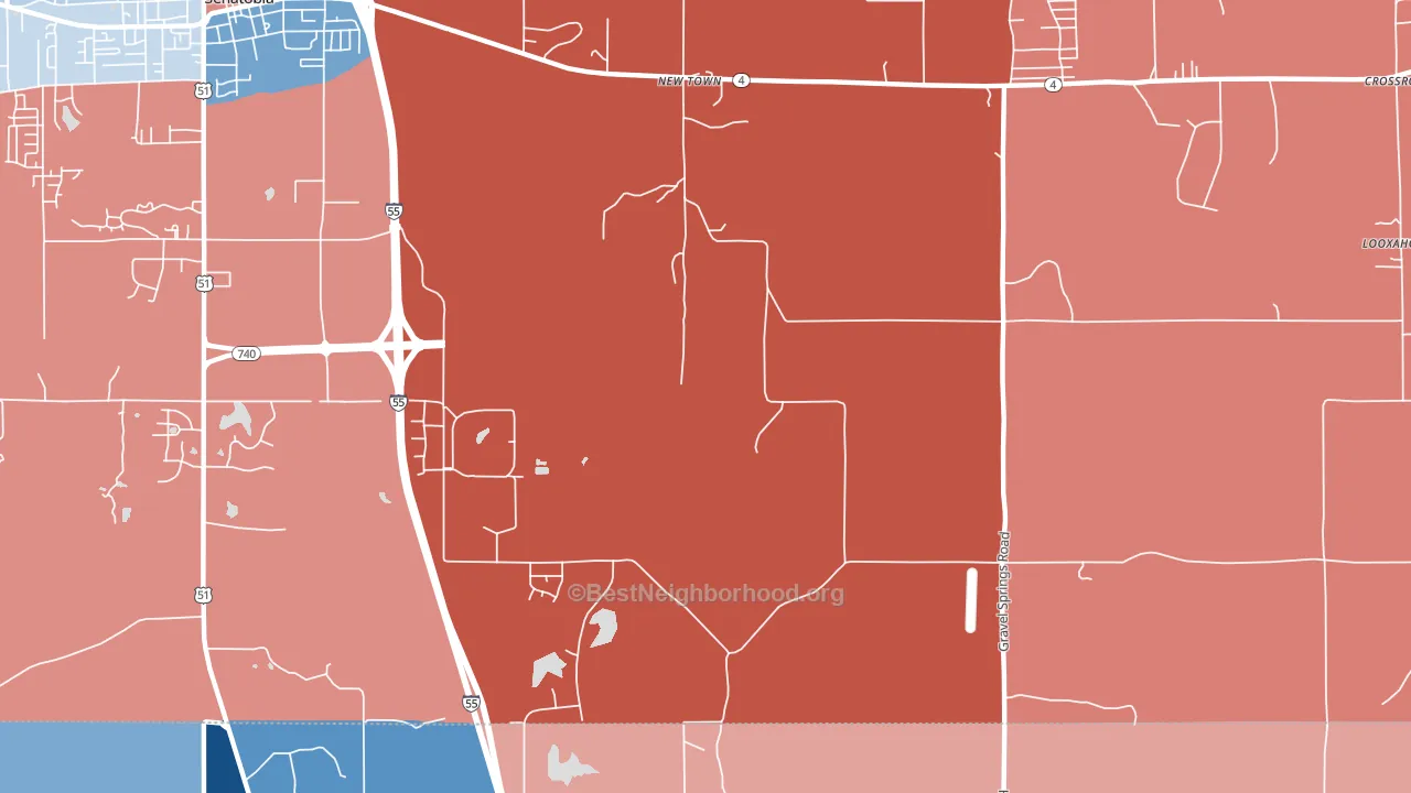 New Town, MS block-group political-lean map