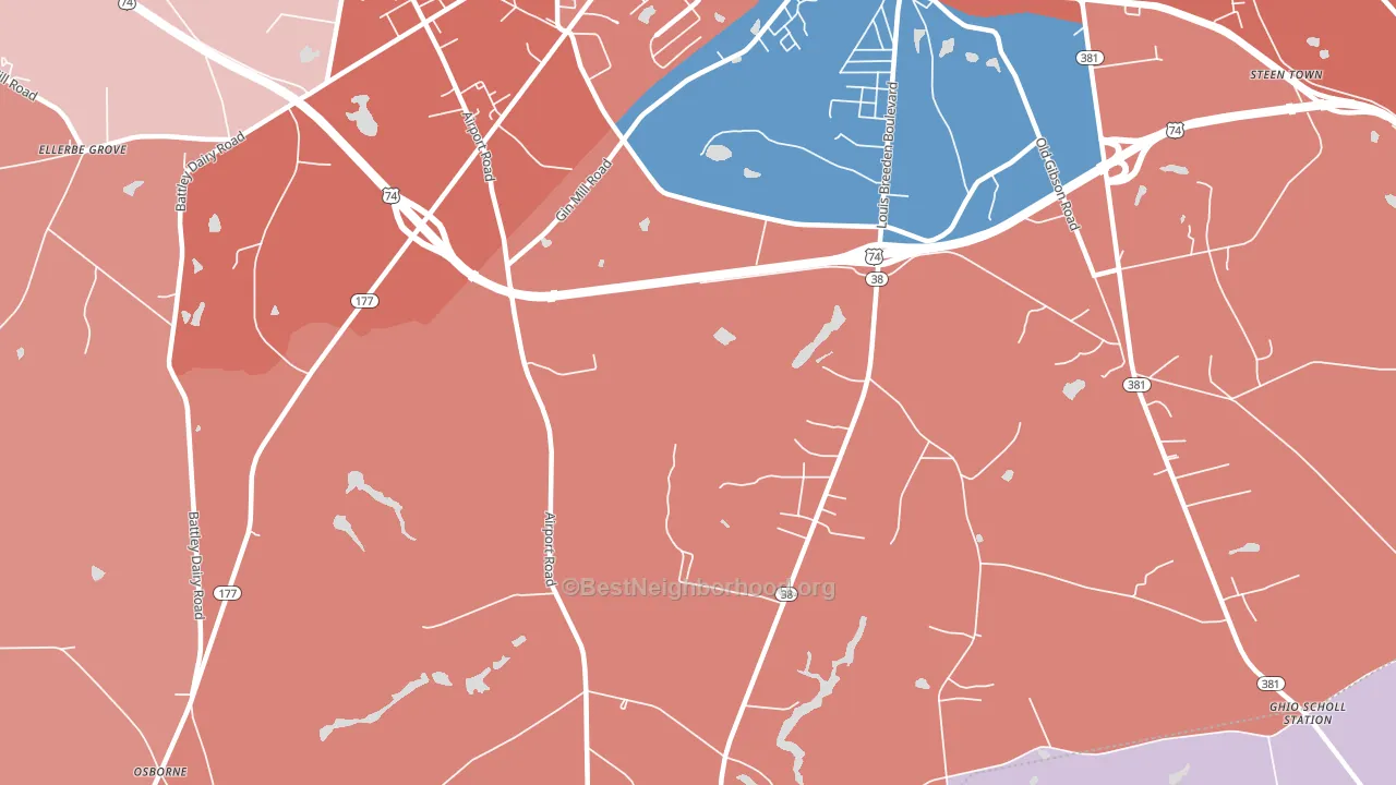 New Town, NC block-group political-lean map
