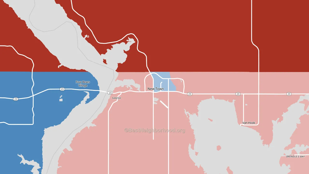New Town, ND block-group political-lean map