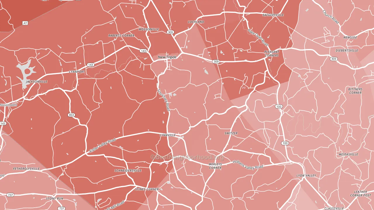 New Tripoli, PA block-group political-lean map