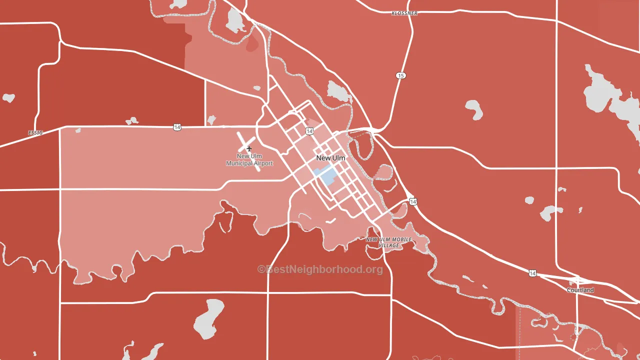 New Ulm, MN block-group political-lean map