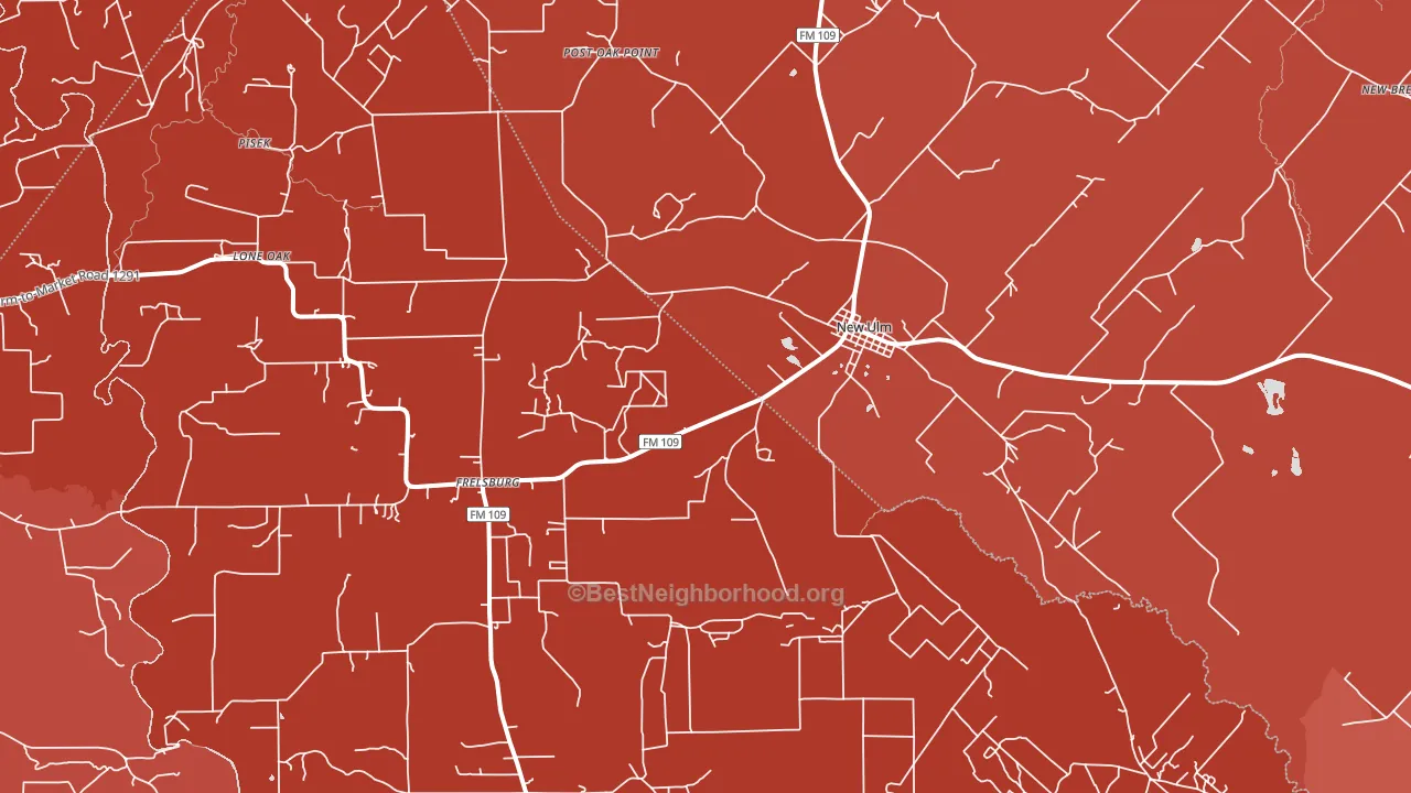 New Ulm, TX block-group political-lean map