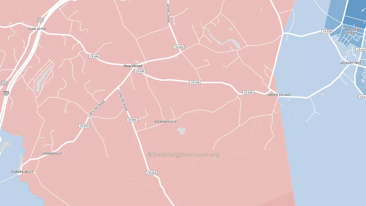 New Vernon, NJ block-group political-lean map
