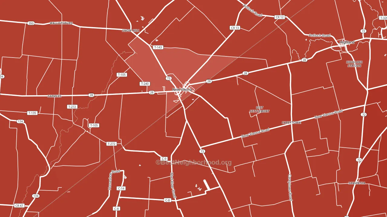 New Vienna, OH block-group political-lean map